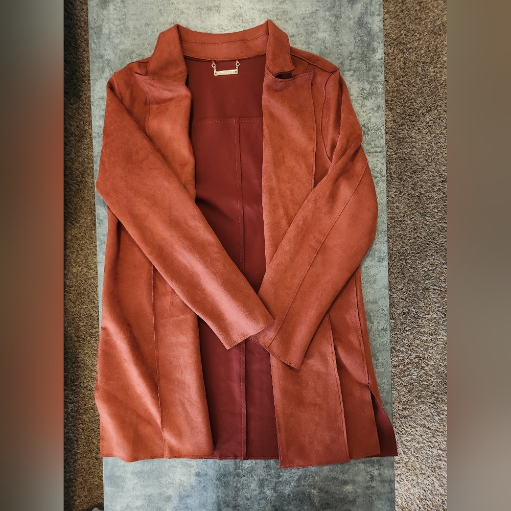 T Tahari Burnt Orange Faux Leather Jacket